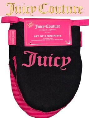 Juicy Couture Home Set Of 2 Logo Silicone Grip Mini Oven Mitts